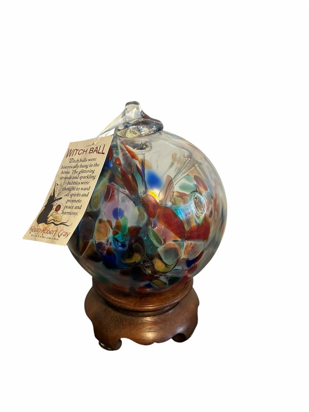 Kevin Robert Gray Handblown Multicolor Witch Ball Glass Ornament